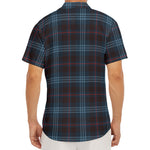 Dark Blue Tartan Pattern Print Men's Deep V-Neck Shirt