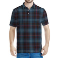 Dark Blue Tartan Pattern Print Men's Polo Shirt