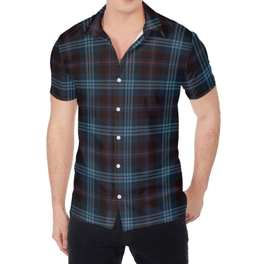 Dark Blue Tartan Pattern Print Men's Shirt