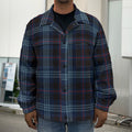Dark Blue Tartan Pattern Print Men's Shirt Jacket