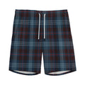 Dark Blue Tartan Pattern Print Men's Athletic Shorts