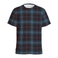 Dark Blue Tartan Pattern Print Men's Athletic T-Shirt