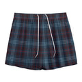 Dark Blue Tartan Pattern Print Mesh Shorts