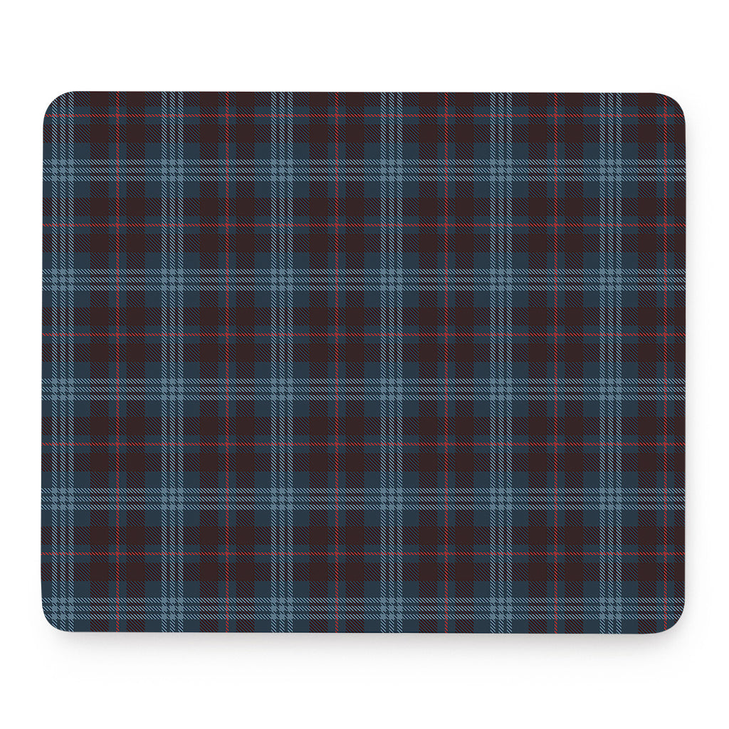 Dark Blue Tartan Pattern Print Mouse Pad