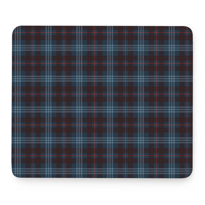 Dark Blue Tartan Pattern Print Mouse Pad