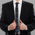 Dark Blue Tartan Pattern Print Necktie