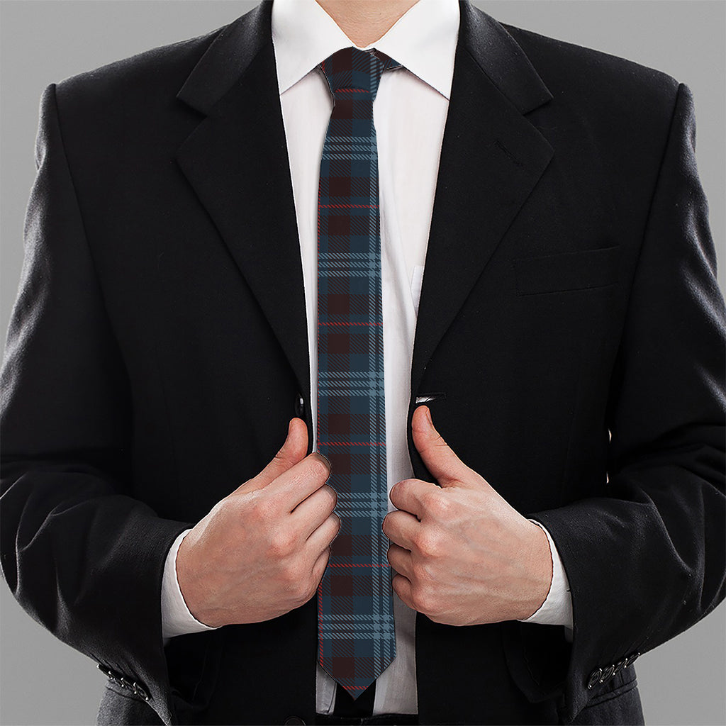 Dark Blue Tartan Pattern Print Necktie