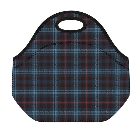 Dark Blue Tartan Pattern Print Neoprene Lunch Bag