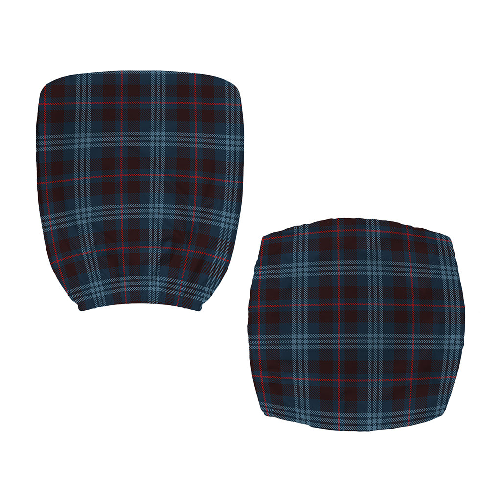 Dark Blue Tartan Pattern Print Office Chair Cover
