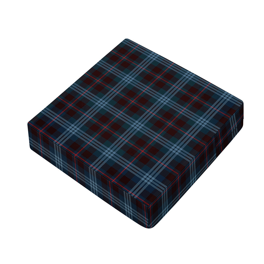 Dark Blue Tartan Pattern Print Outdoor Seat Cushion Cover
