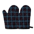 Dark Blue Tartan Pattern Print Oven Mitts