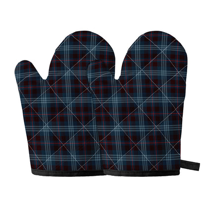 Dark Blue Tartan Pattern Print Oven Mitts