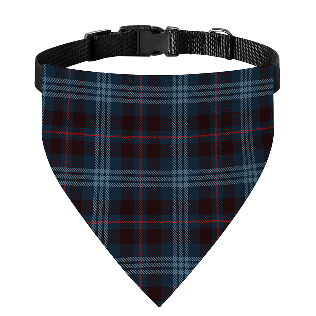 Dark Blue Tartan Pattern Print Over The Collar Dog Bandana