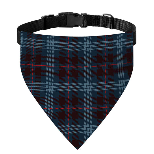Dark Blue Tartan Pattern Print Over The Collar Dog Bandana
