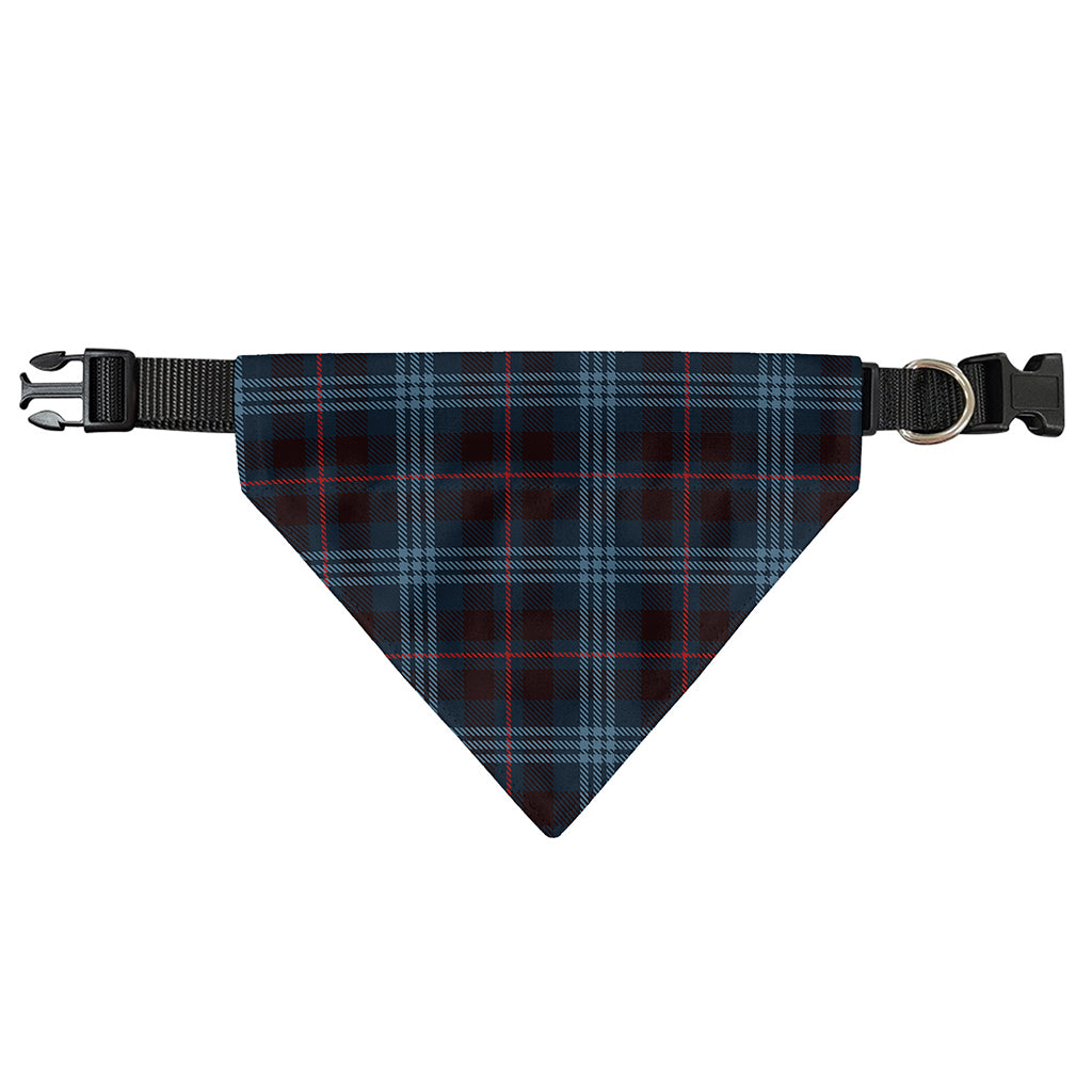 Dark Blue Tartan Pattern Print Over The Collar Dog Bandana