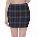 Dark Blue Tartan Pattern Print Pencil Mini Skirt