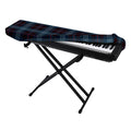 Dark Blue Tartan Pattern Print Piano Keyboard Cover