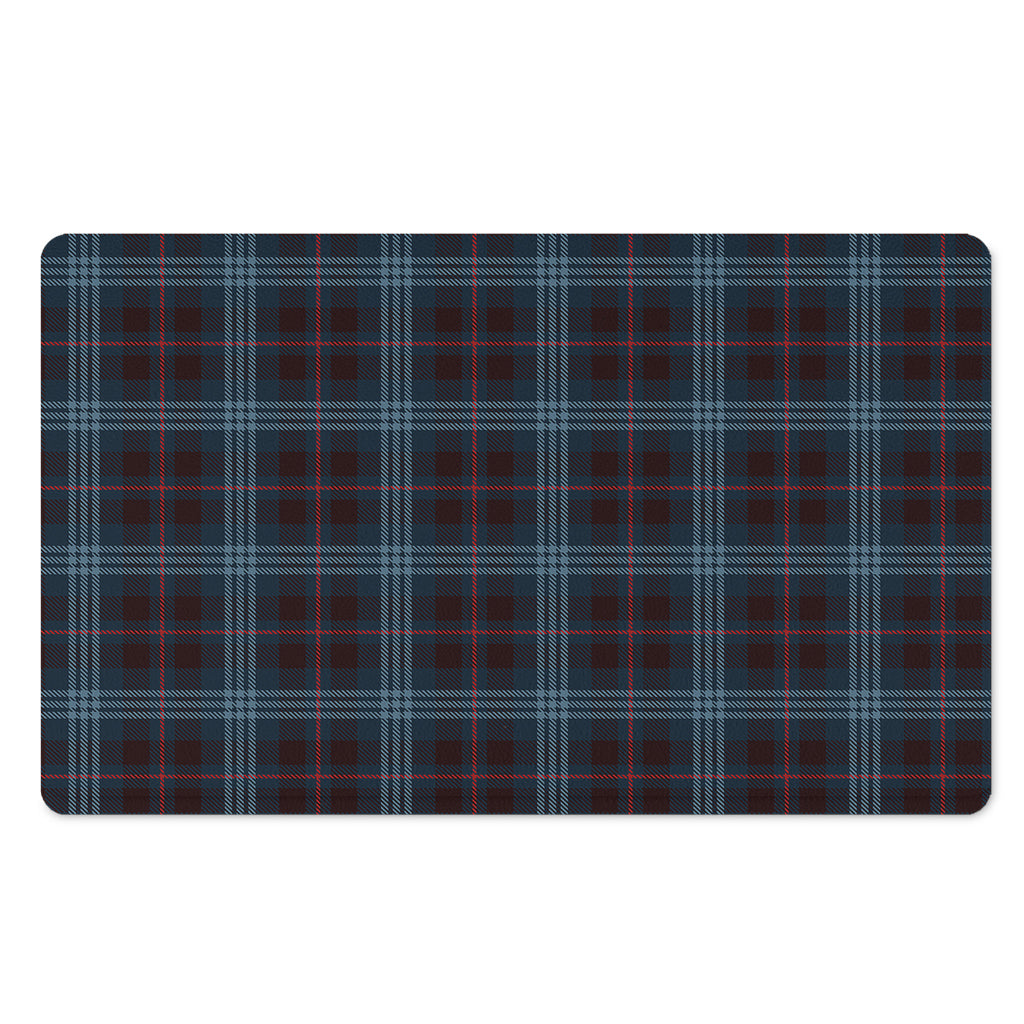 Dark Blue Tartan Pattern Print Polyester Doormat
