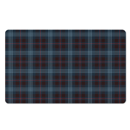 Dark Blue Tartan Pattern Print Polyester Doormat