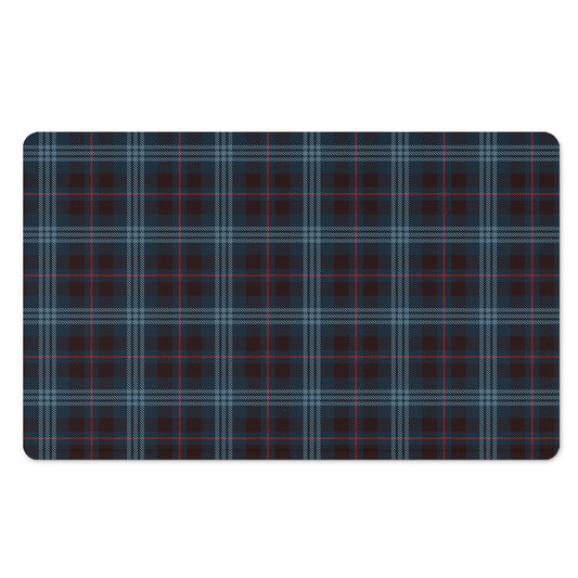 Dark Blue Tartan Pattern Print Polyester Doormat