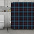 Dark Blue Tartan Pattern Print Polyester Shower Curtain
