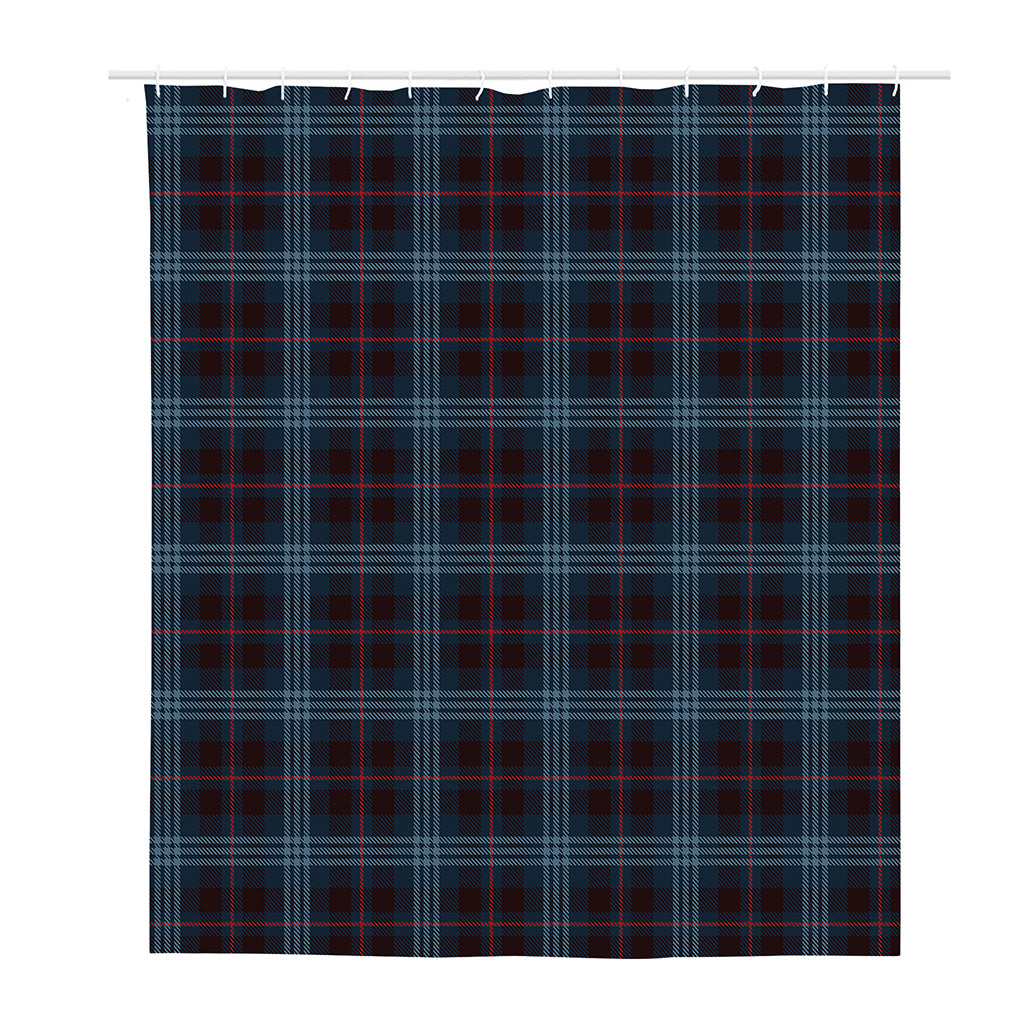 Dark Blue Tartan Pattern Print Polyester Shower Curtain