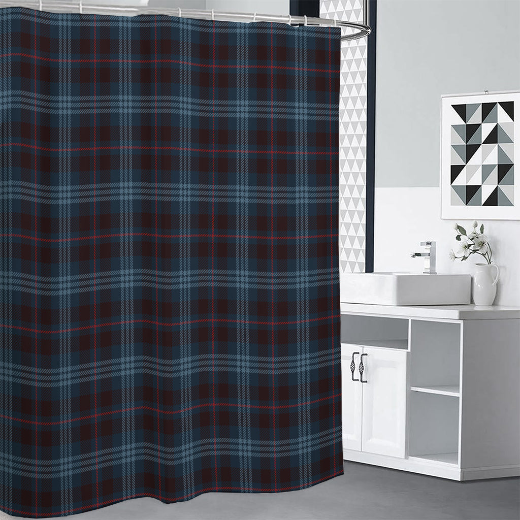 Dark Blue Tartan Pattern Print Premium Shower Curtain