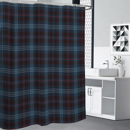 Dark Blue Tartan Pattern Print Premium Shower Curtain