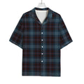 Dark Blue Tartan Pattern Print Rayon Hawaiian Shirt