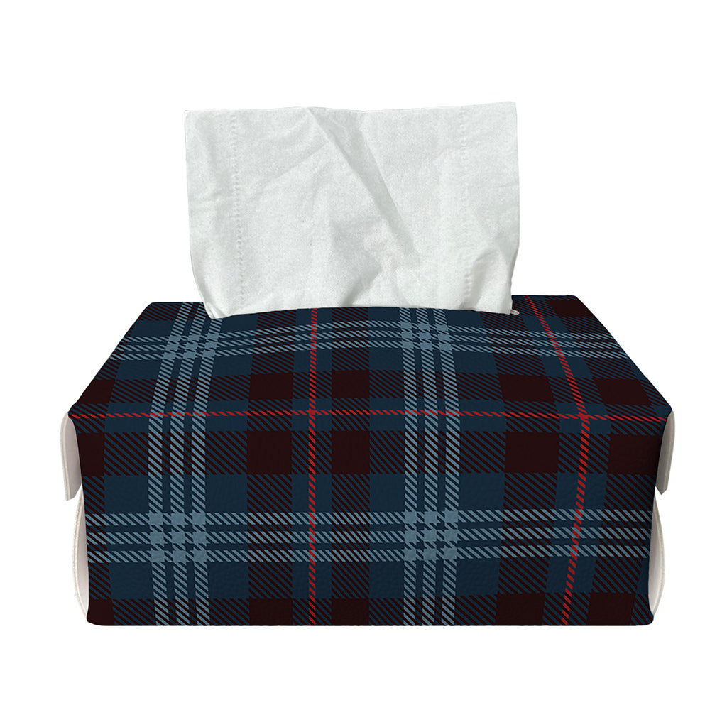Dark Blue Tartan Pattern Print Rectangle Tissue Box Cover