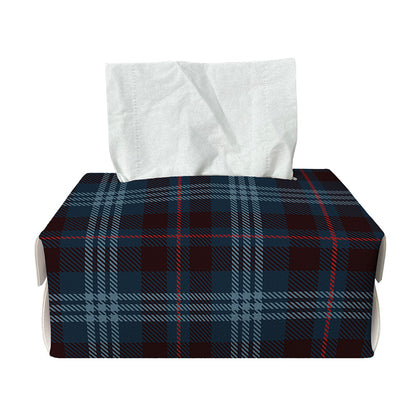 Dark Blue Tartan Pattern Print Rectangle Tissue Box Cover