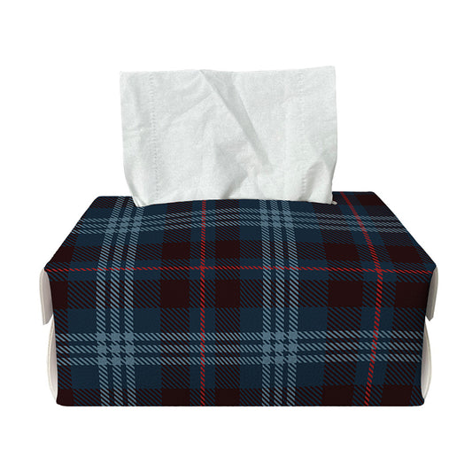 Dark Blue Tartan Pattern Print Rectangle Tissue Box Cover