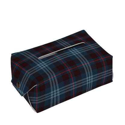 Dark Blue Tartan Pattern Print Rectangle Tissue Box Cover