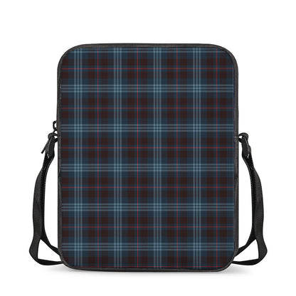 Dark Blue Tartan Pattern Print Rectangular Crossbody Bag