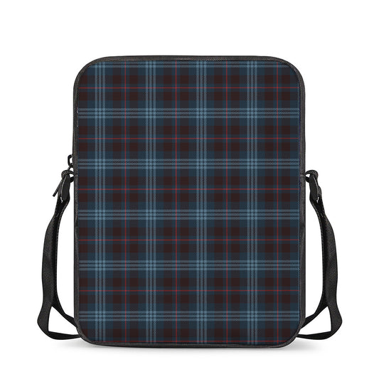 Dark Blue Tartan Pattern Print Rectangular Crossbody Bag