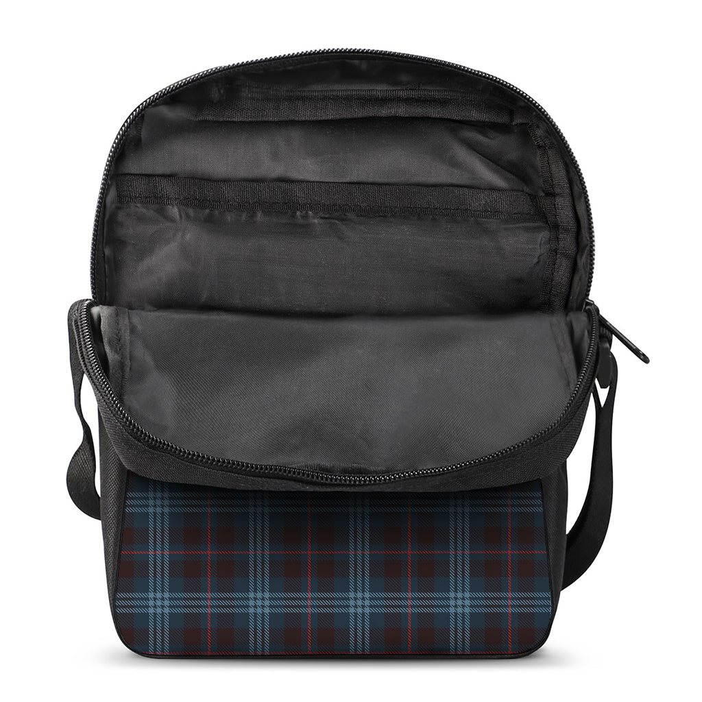 Dark Blue Tartan Pattern Print Rectangular Crossbody Bag