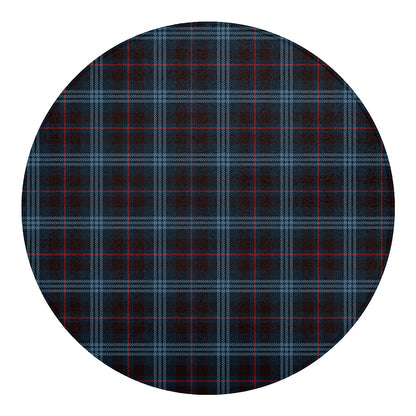 Dark Blue Tartan Pattern Print Round Blanket