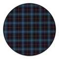 Dark Blue Tartan Pattern Print Round Floor Mat