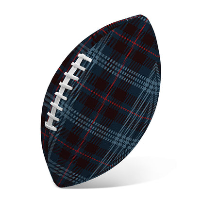 Dark Blue Tartan Pattern Print Rugby Ball