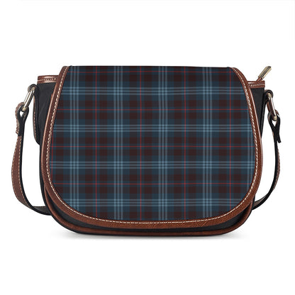 Dark Blue Tartan Pattern Print Saddle Bag