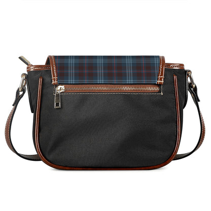 Dark Blue Tartan Pattern Print Saddle Bag