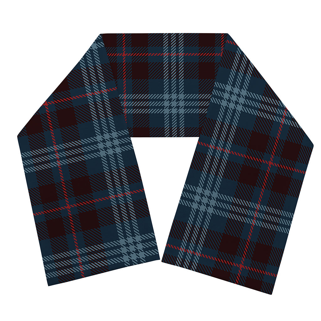 Dark Blue Tartan Pattern Print Scarf