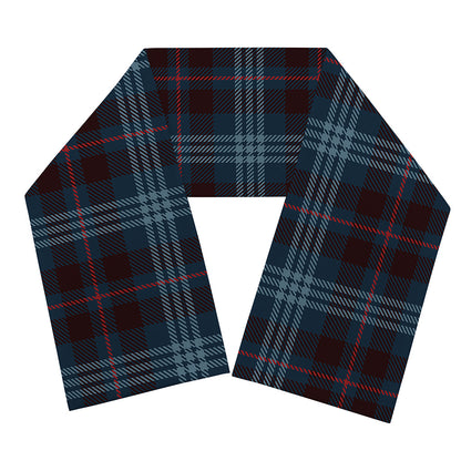 Dark Blue Tartan Pattern Print Scarf