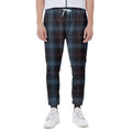 Dark Blue Tartan Pattern Print Joggers