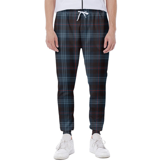 Dark Blue Tartan Pattern Print Scuba Joggers