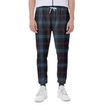 Dark Blue Tartan Pattern Print Scuba Joggers