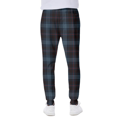 Dark Blue Tartan Pattern Print Scuba Joggers