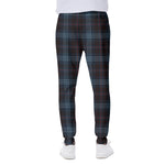 Dark Blue Tartan Pattern Print Scuba Joggers