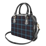 Dark Blue Tartan Pattern Print Shoulder Handbag