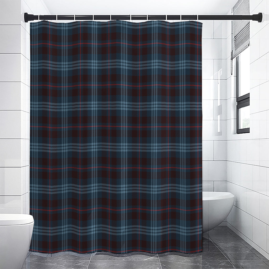 Dark Blue Tartan Pattern Print Shower Curtain